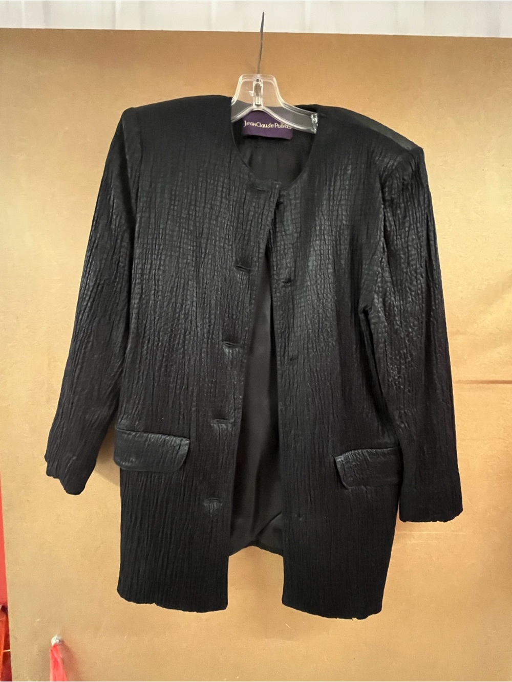 Black Textured Jean Claud Longline Jacket